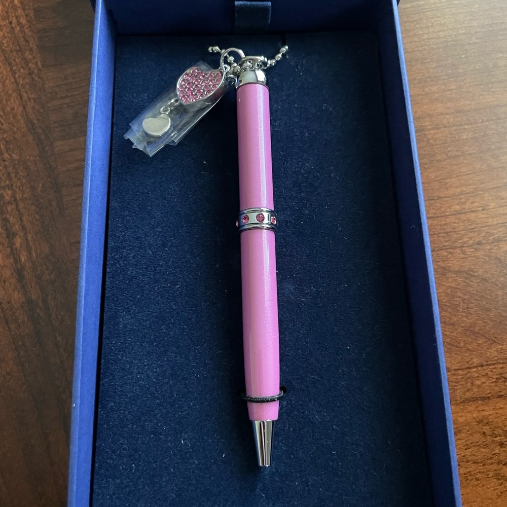 Swarovski Pink Pen with Heart Charm Necklace